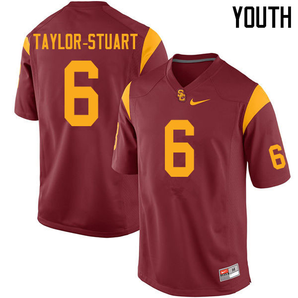 Youth #6 Isaac Taylor-Stuart USC Trojans College Football Jerseys Sale-Cardinal